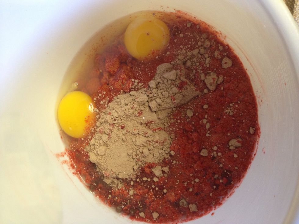 In a mixing bowl, add 2cups of red velvet cake mix, 1/3 cup of water & 2 tbsp of vegetable oil.