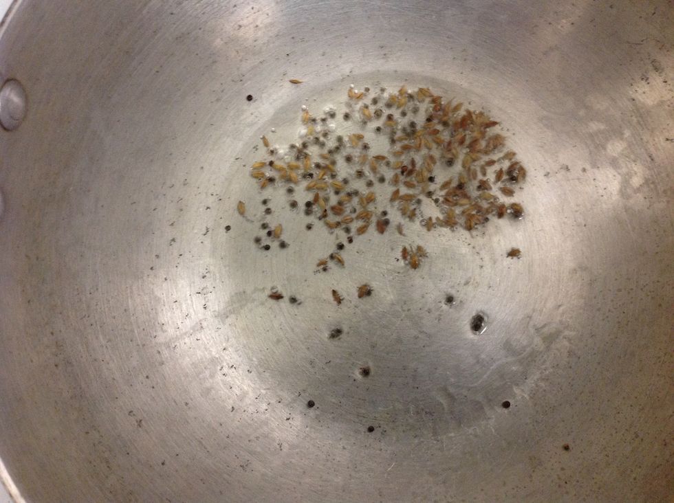 In a pan heat oil and add mustard seeds once they start spluttering add cumin seeds