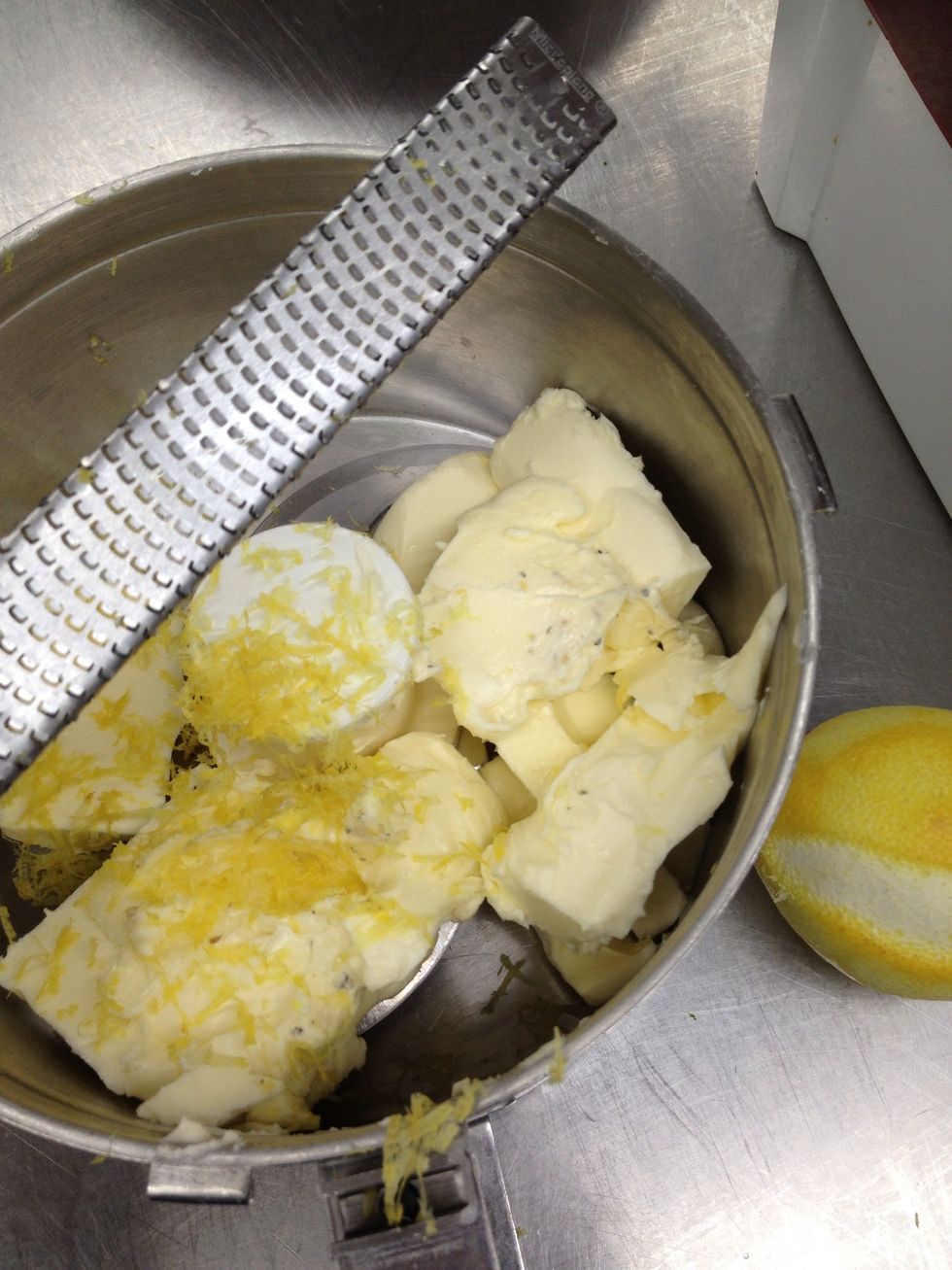 In a Robo Coupe add butter and lemon zest