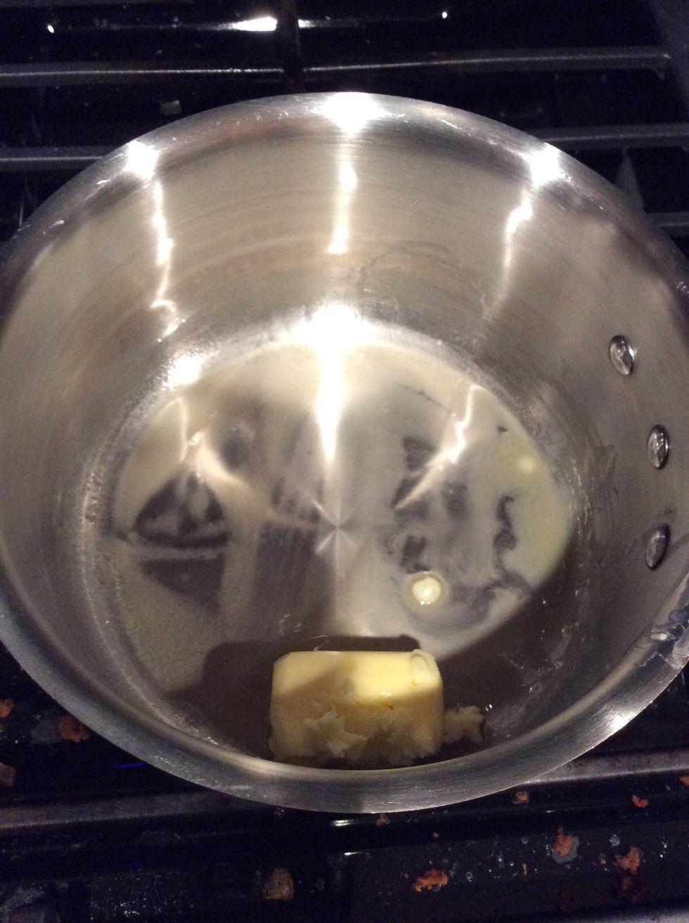 In a sauce pan melt butter on low heat