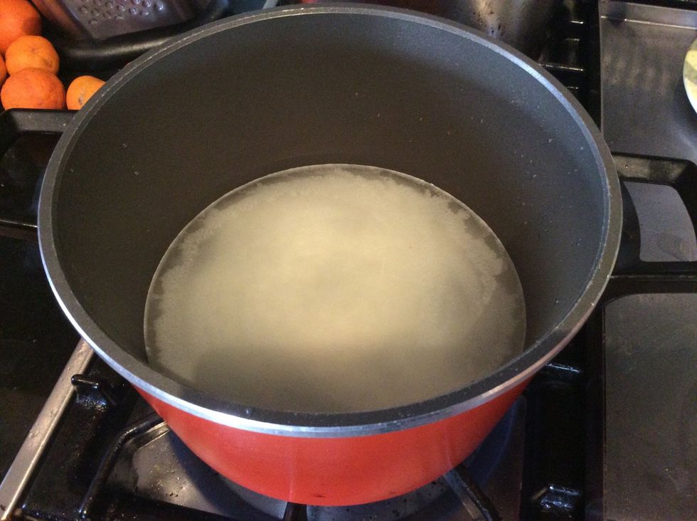 In a saucepan add 1/2 a cup of rice and 5 cups of water