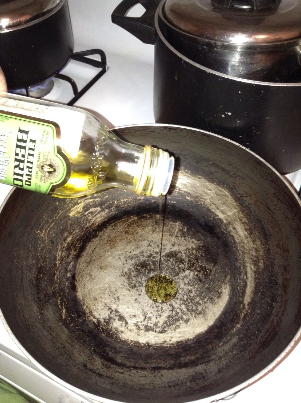 In a saucepan add the olive oil when the pan is hot