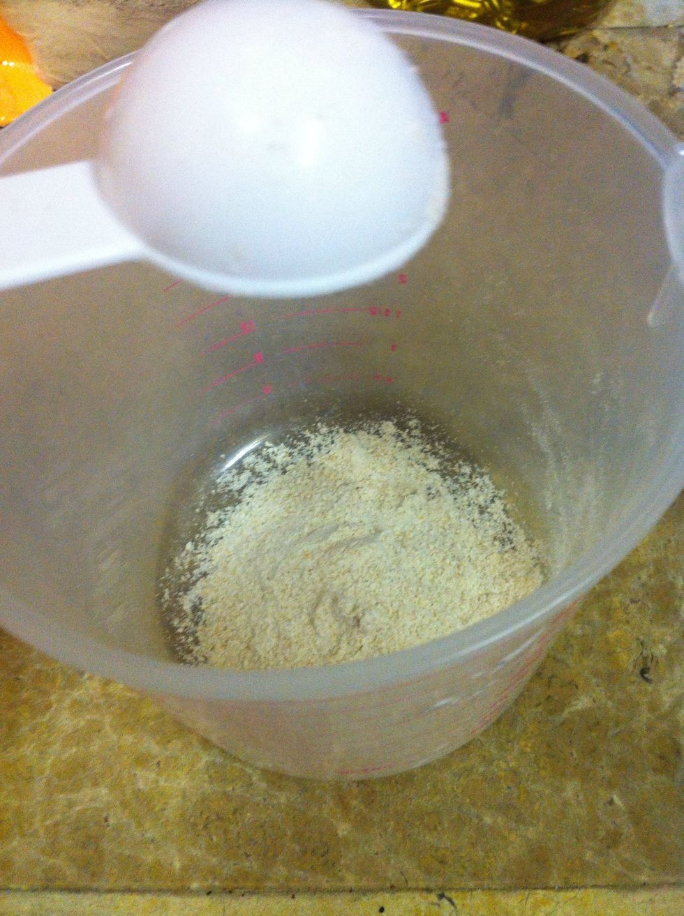 In a separate bowl, add flour....