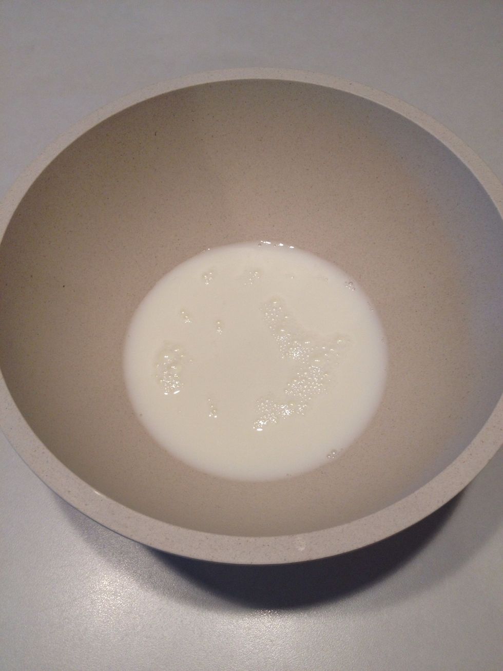 In a separate bowl, add milk.