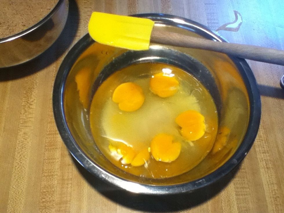 In a separate bowl; add the eggs, Xylitol, and coconut oil.