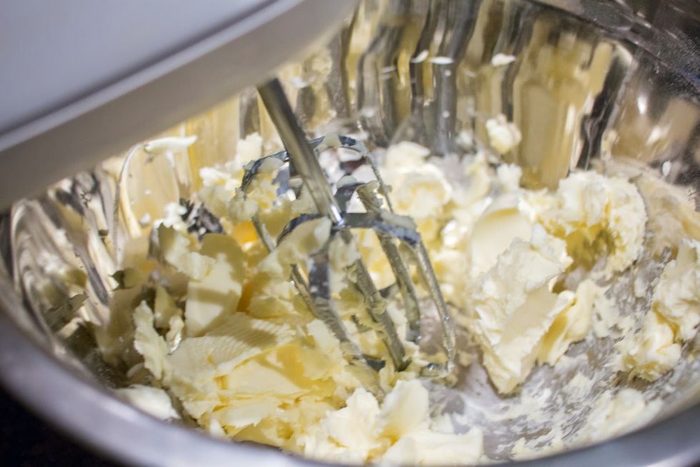 In a separate bowl, beat softened butter