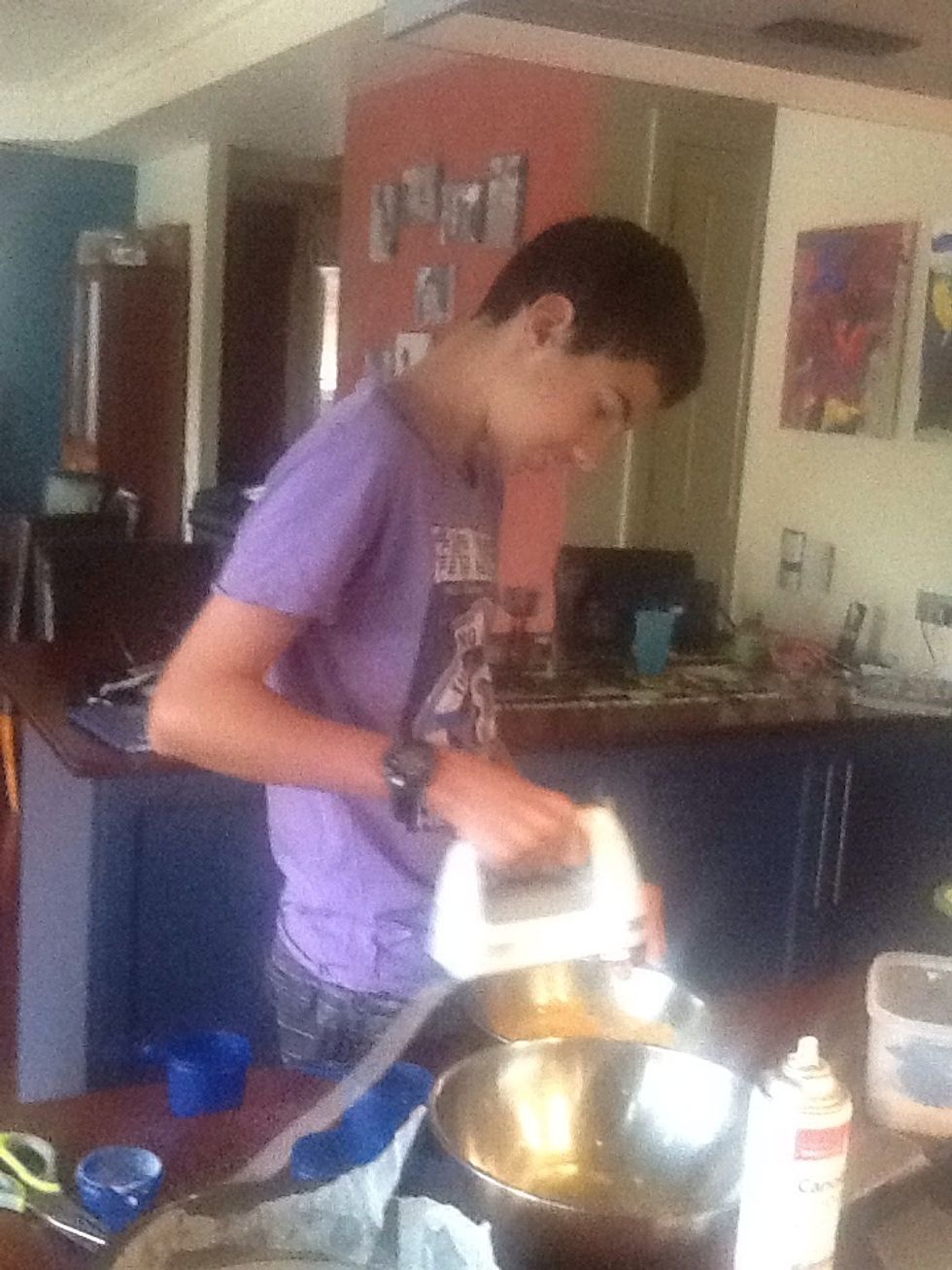 In a separate bowl beat the egg whites to soft peak stage.