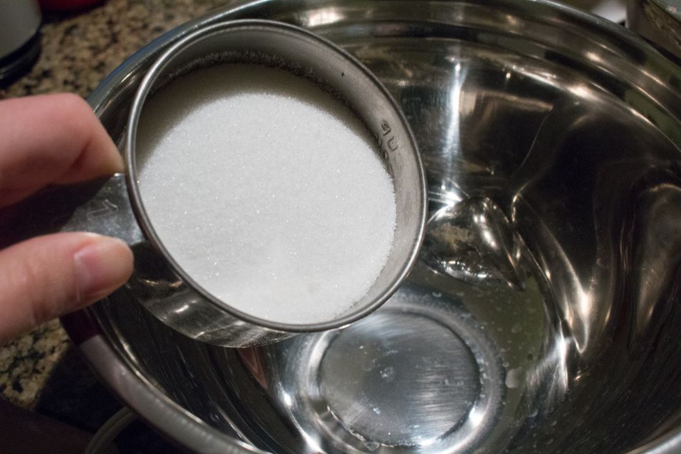 In a separate bowl designated for your "wet ingredients" - measure out granulated sugar
