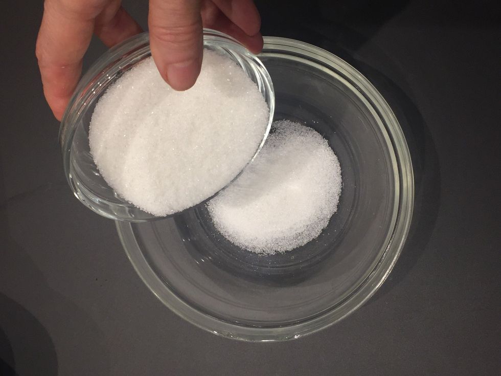 In a separate bowl mix 100 g of sugar+ 25 g of corn flour