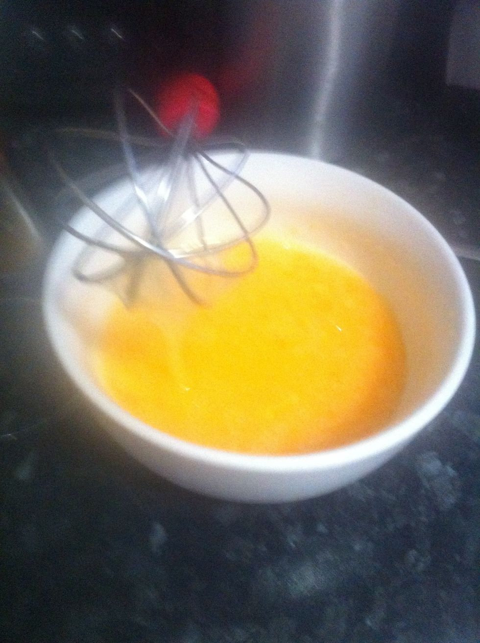 In a separate bowl mix eggs and sugar. Add the butter to the egg mixture.