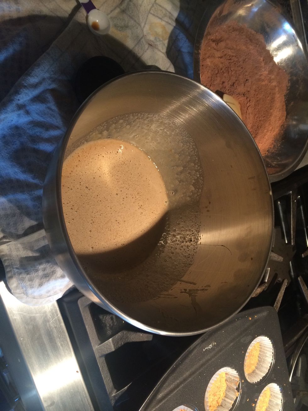 In a separate bowl whisk the eggs, sugar, brown sugar, oil, and vanilla together until completely smooth. If you don't have room temperature eggs, put them one at a time in the microwave in 5 second -