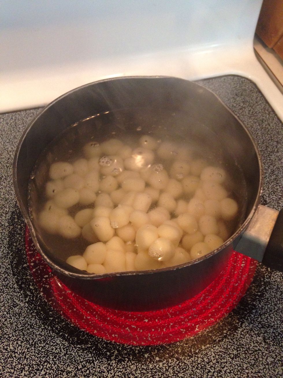 In a separate saucepan, add gnocchi to water and boil. I like using gnocchetti, which is smaller than traditional gnocchi.