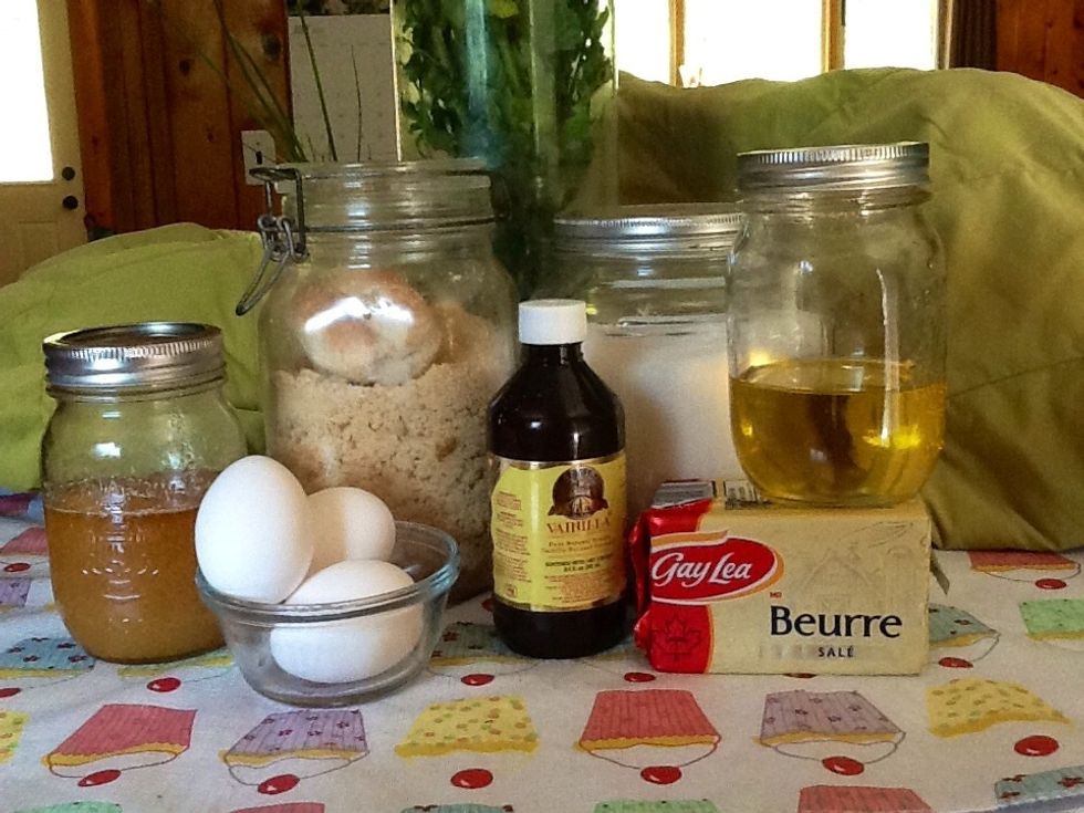 In a seperate bowl add the butter,oil, and both the white and brown sugar. With a mixer or spoon blend for about two minutes.