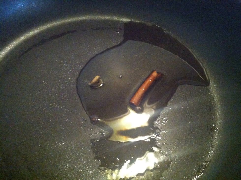 In a shallow fry pan - fry cardamom & cinamon