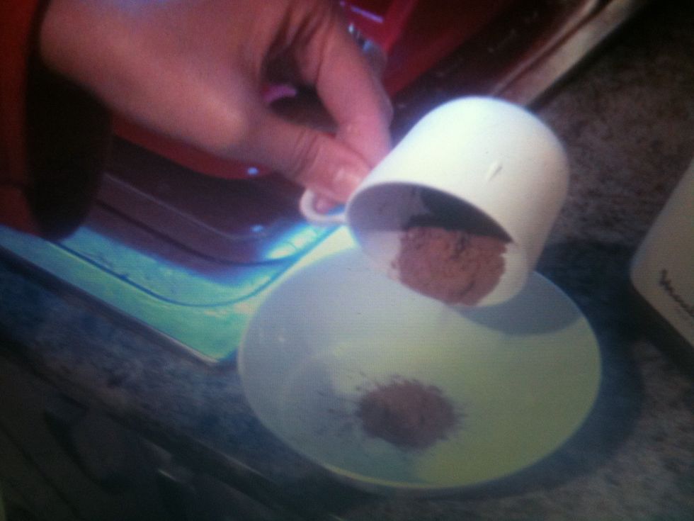 In a small bowl add cocoa powder...