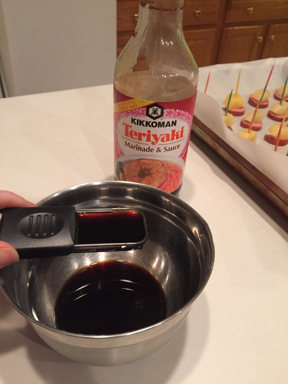 In a small bowl, add teriyaki sauce.