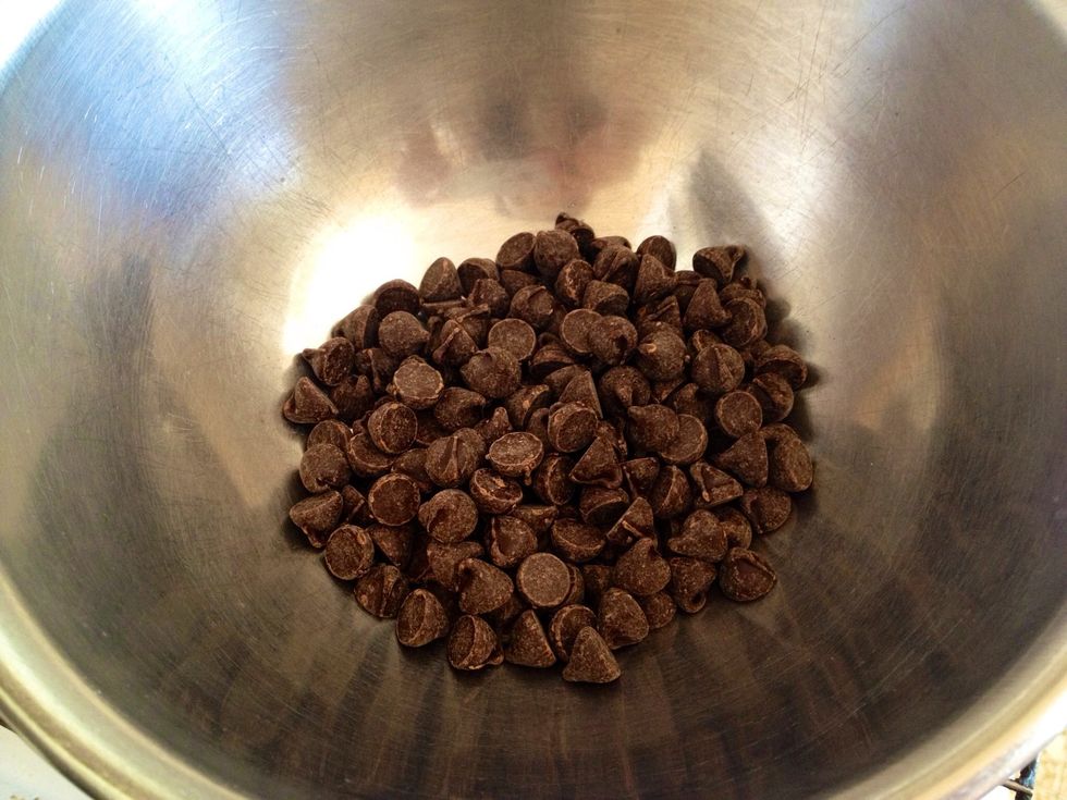 In a small bowl, add the semi sweet chocolate and melt, then let it cool down.