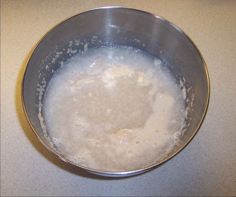 In a small bowl, dissolve yeast and sugar in lukewarm water. Rest until foamy, about 15 minutes.