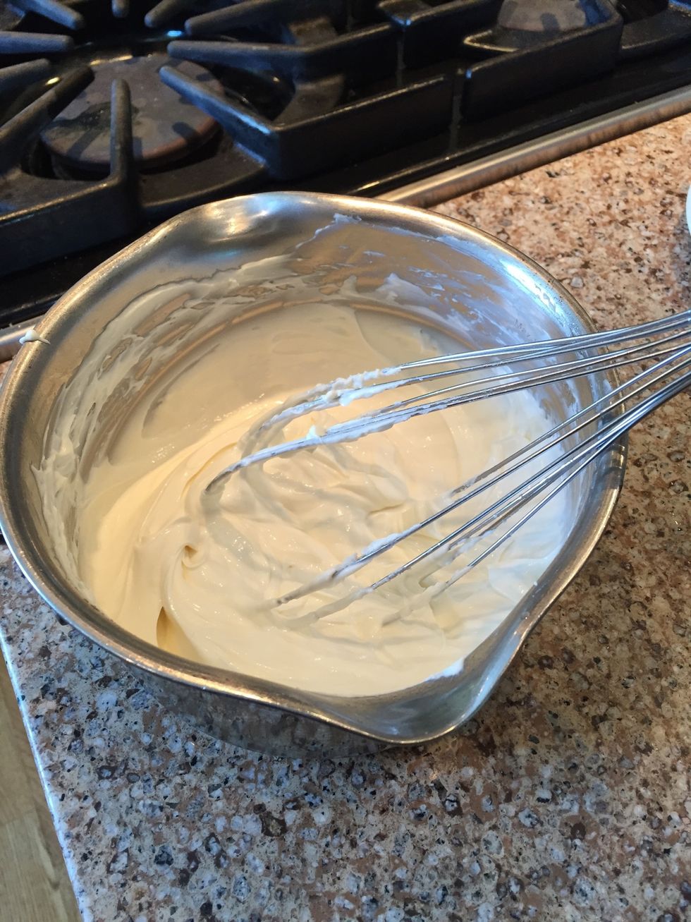 In a small bowl mix a brick of cream cheese (8 ounces), whipped till soft.