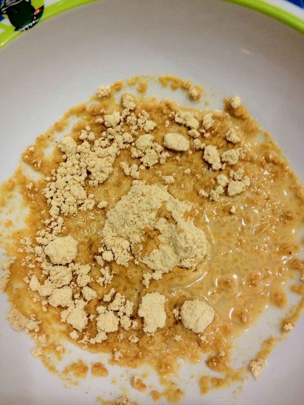 In a small bowl mix the PB2 with water until you get peanut butter consistency.