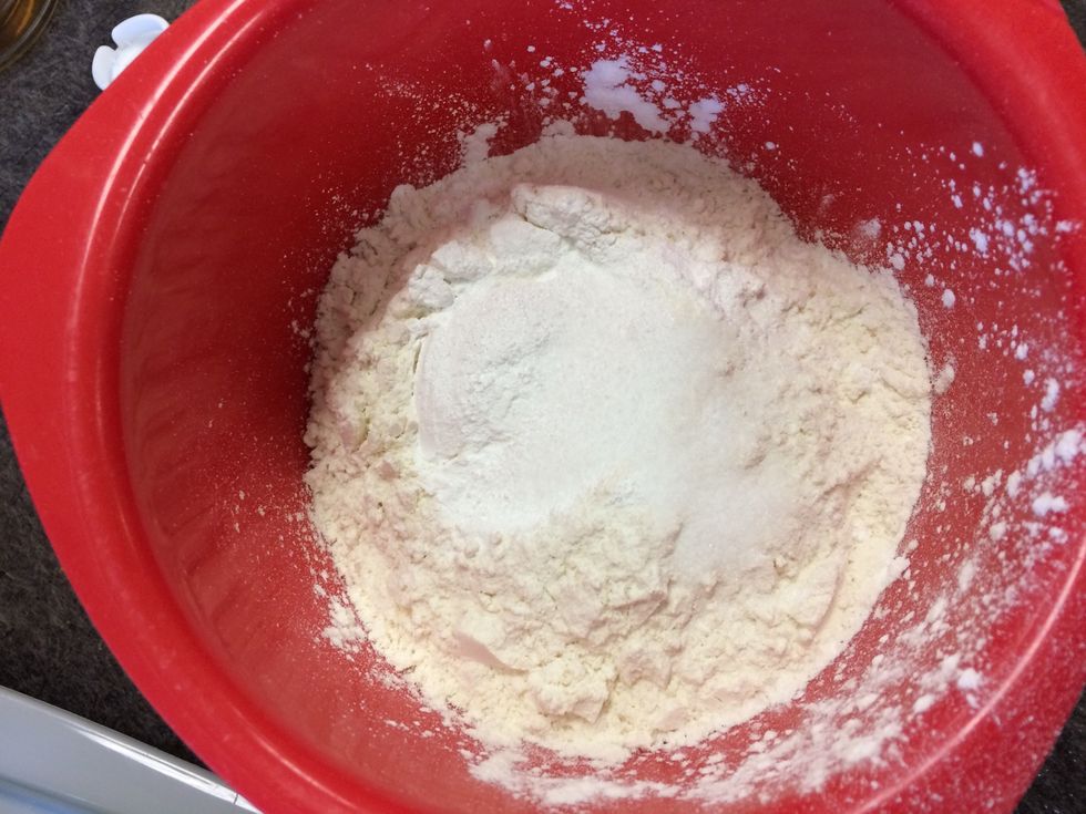 In a small bowl whisk together flour, baking powder, and salt and set aside