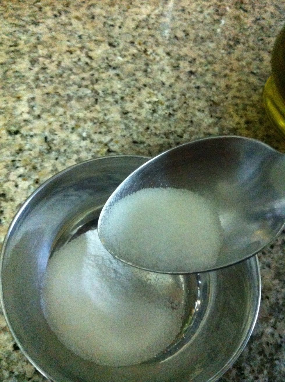 In a small mixing bowl, add the salt. It's a bit too much salt but you need it to balance the acidic tones from the lemons.