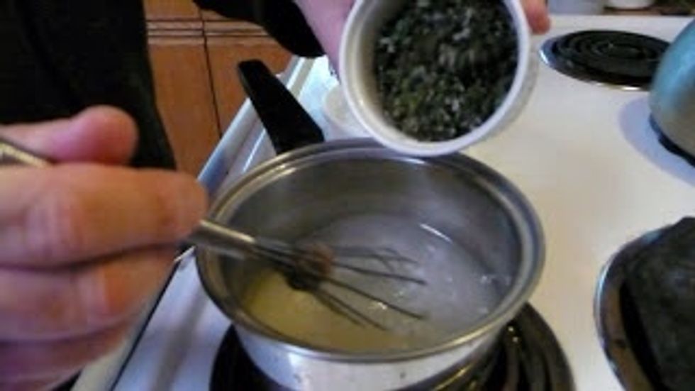 In a small pan add: 3/4 cup of water, 3/4 cup of sugar, 1 tablespoon of lemon juice, and 1/3 cup of finely chopped fresh rosemary.