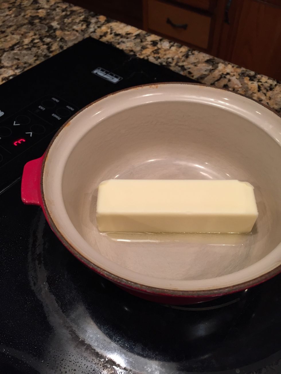 In a small pot, melt 1 stick of butter