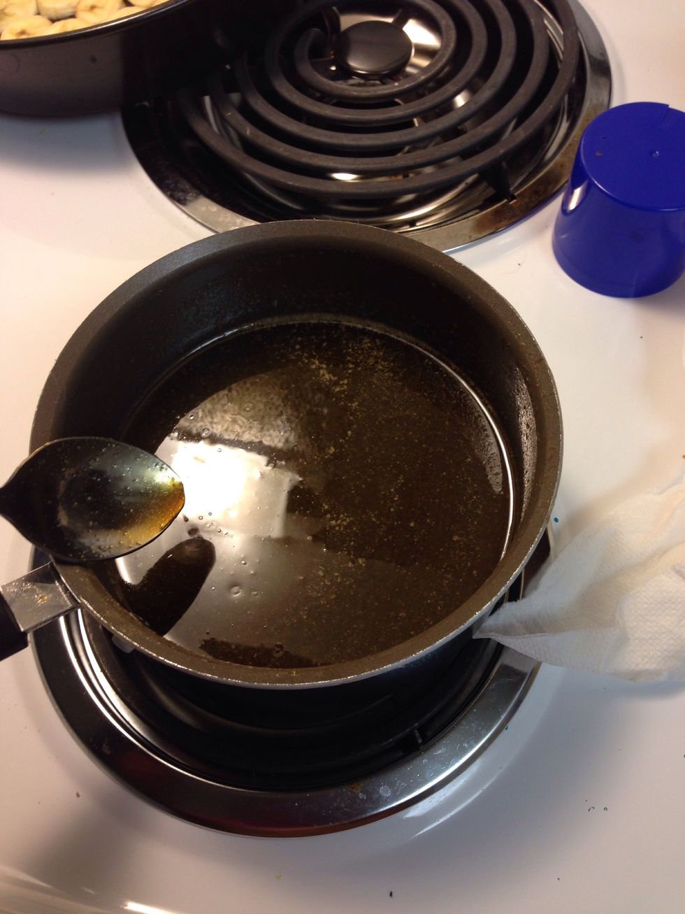 In a small saucepan melt butter. Add brown sugar and lemon juice and heat until dissolved.