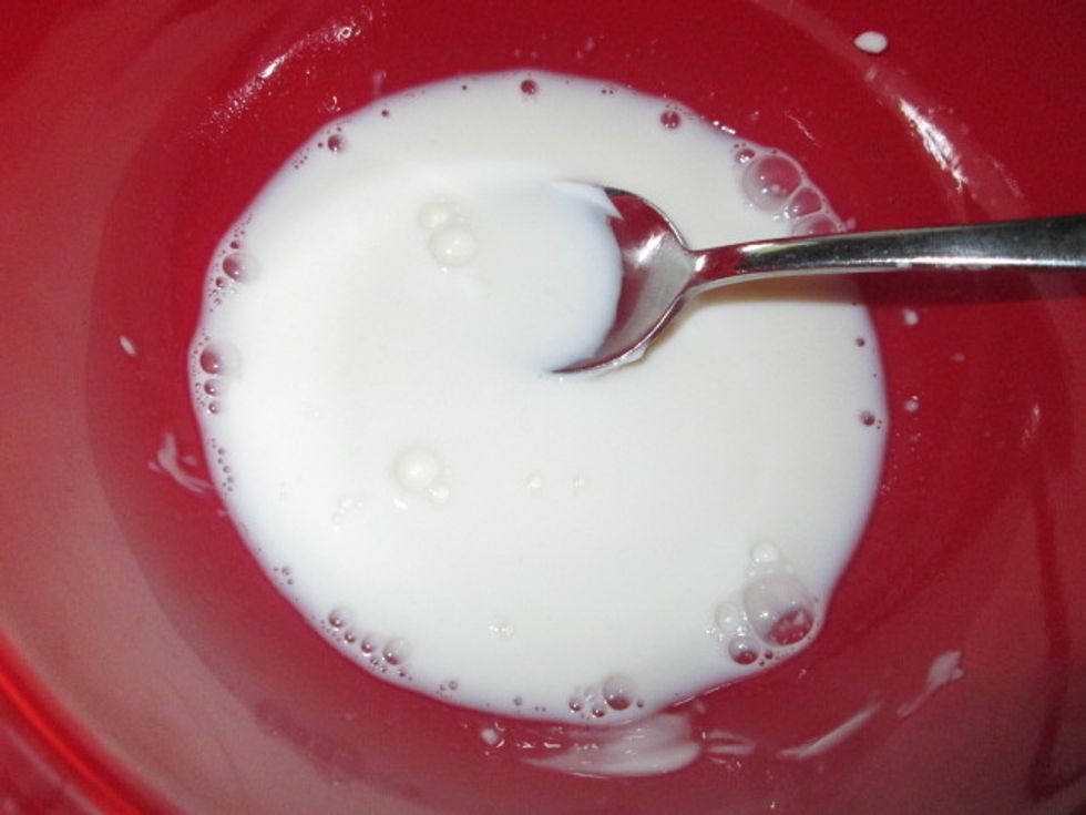In a smaller bowl, mix the milk and the Greek yogurt/egg. I used Greek yogurt because we were all out of eggs and it turned out great :)