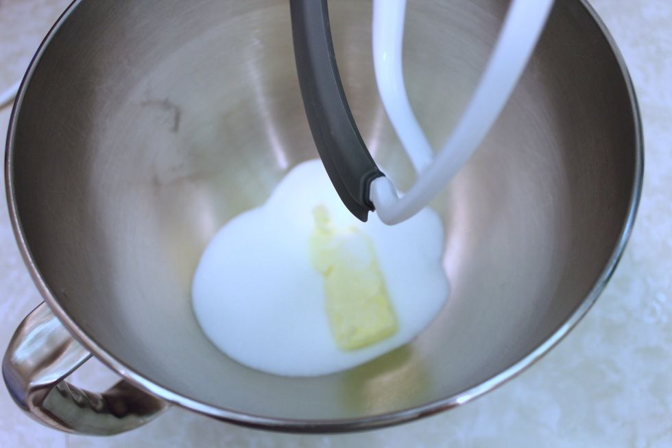 In a stand mixer on medium speed, cream the butter and sugar until very light and fluffy, about 5 minutes.