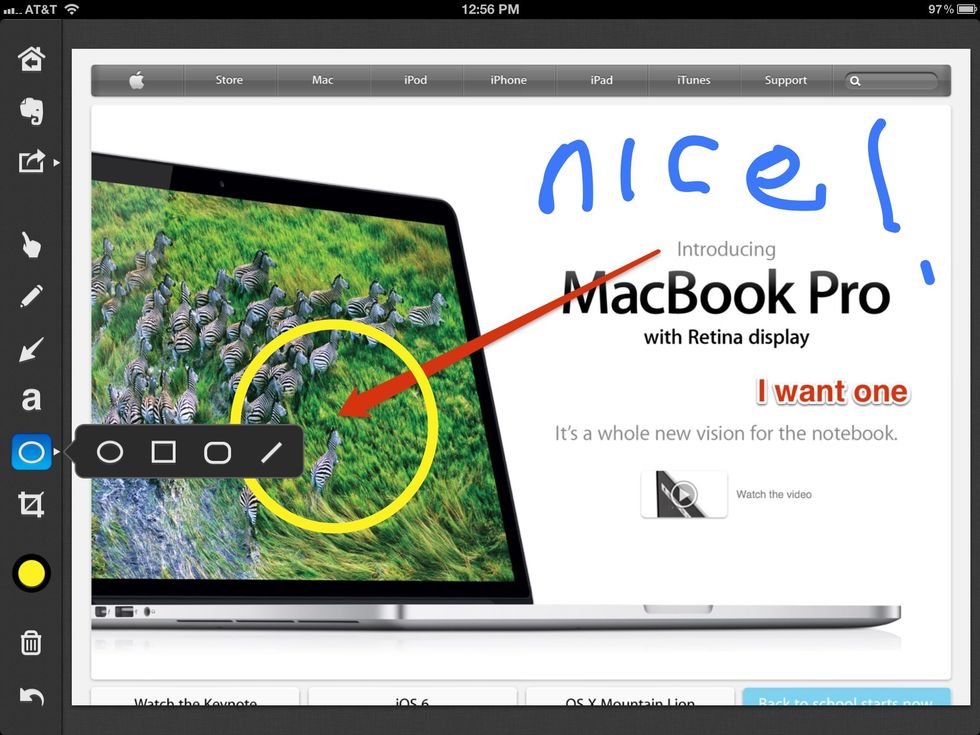 In addition to text and arrows, you can annotate with shapes.