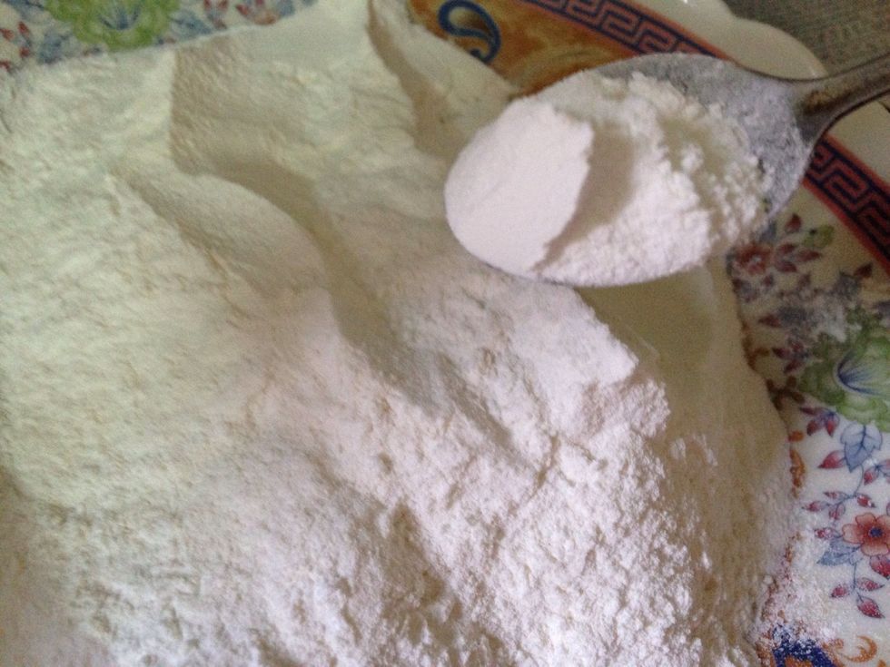 in another bowl add baking powder to flour