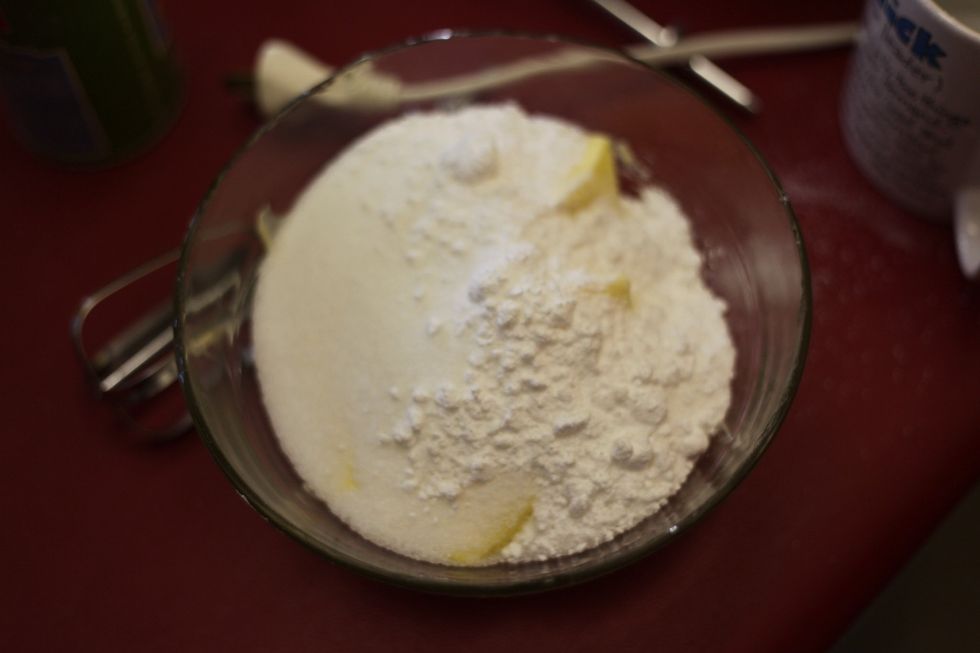 In another bowl, add the 500 gms of butter and 1 cup of caster sugar.