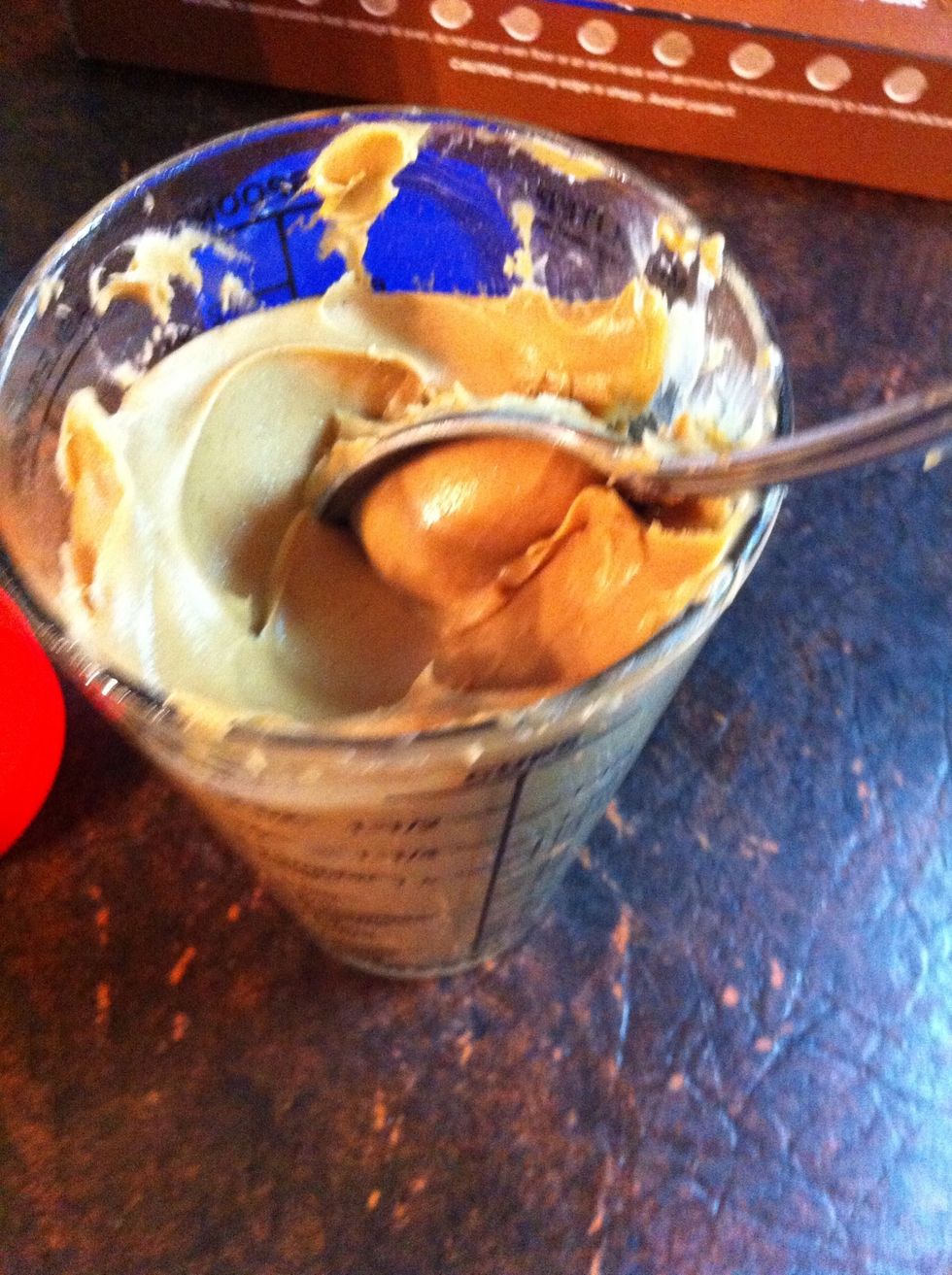 In another bowl, measure out 1 2/3 cup peanut butter.