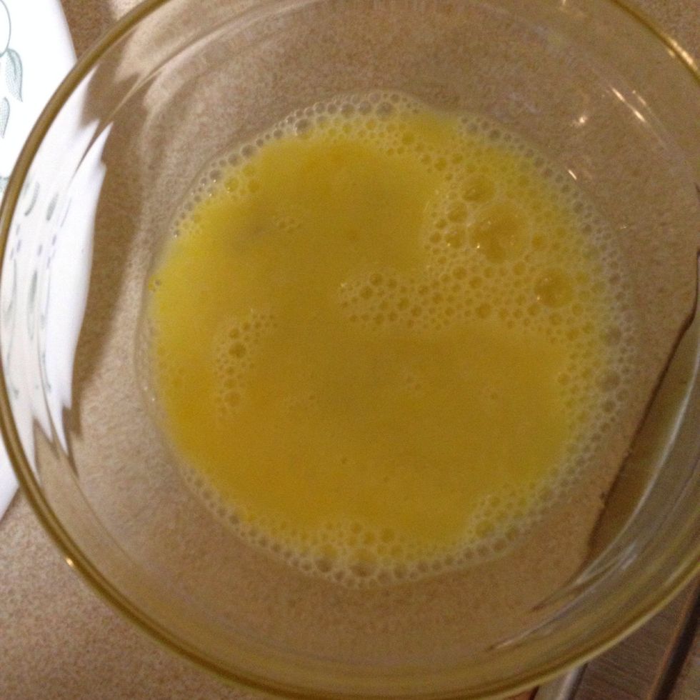In another bowl mix 1 tbsp of water to the egg and beat lightly