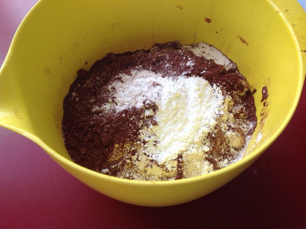 In another bowl mix the dry ingredients