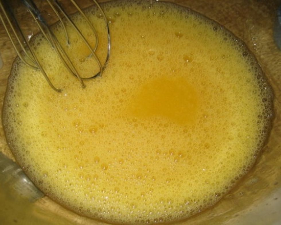 In another bowl, whisk eggs until frothy and light, about 1 minute.