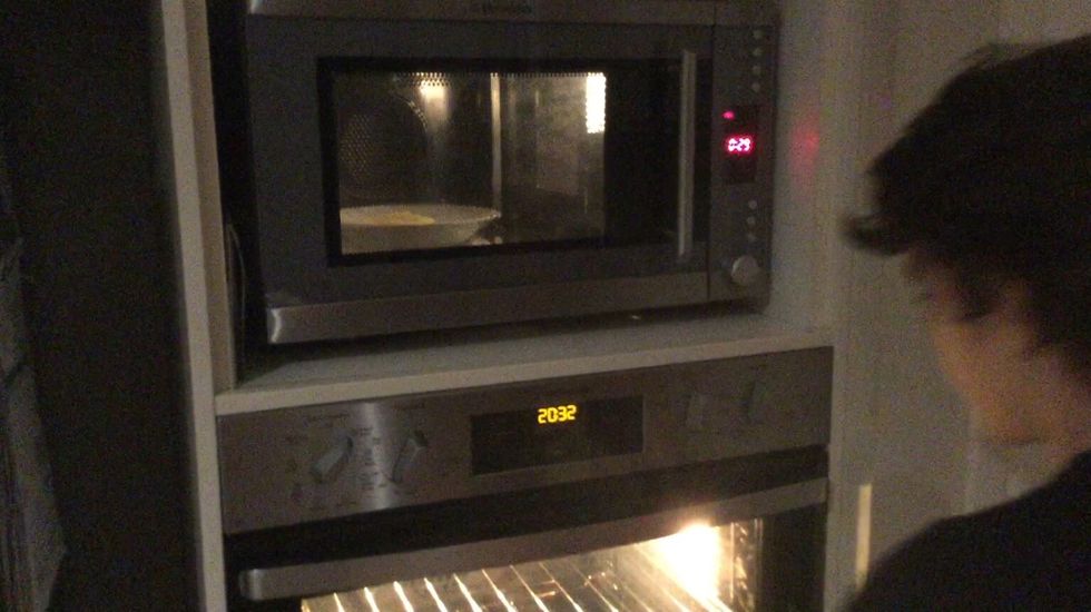 In another container, warm the butter in the microwave for 20 second intervals so it doesn't splatter