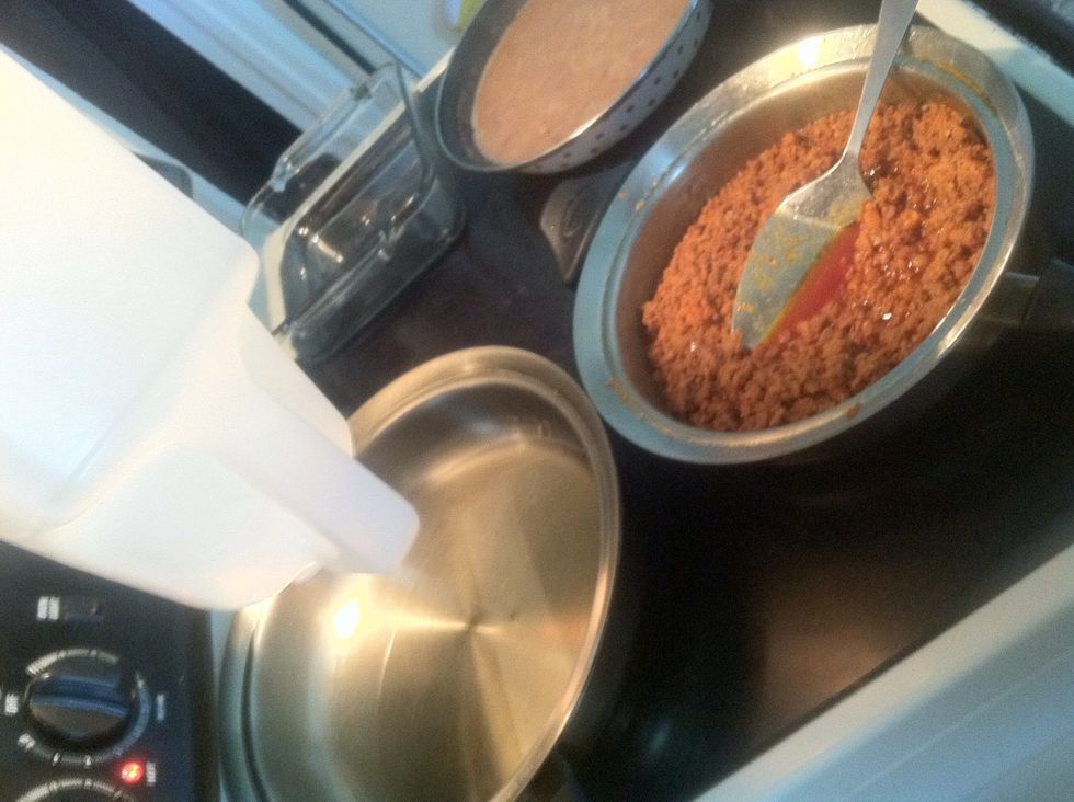 In another pan, heat oil on low for the empanadas.