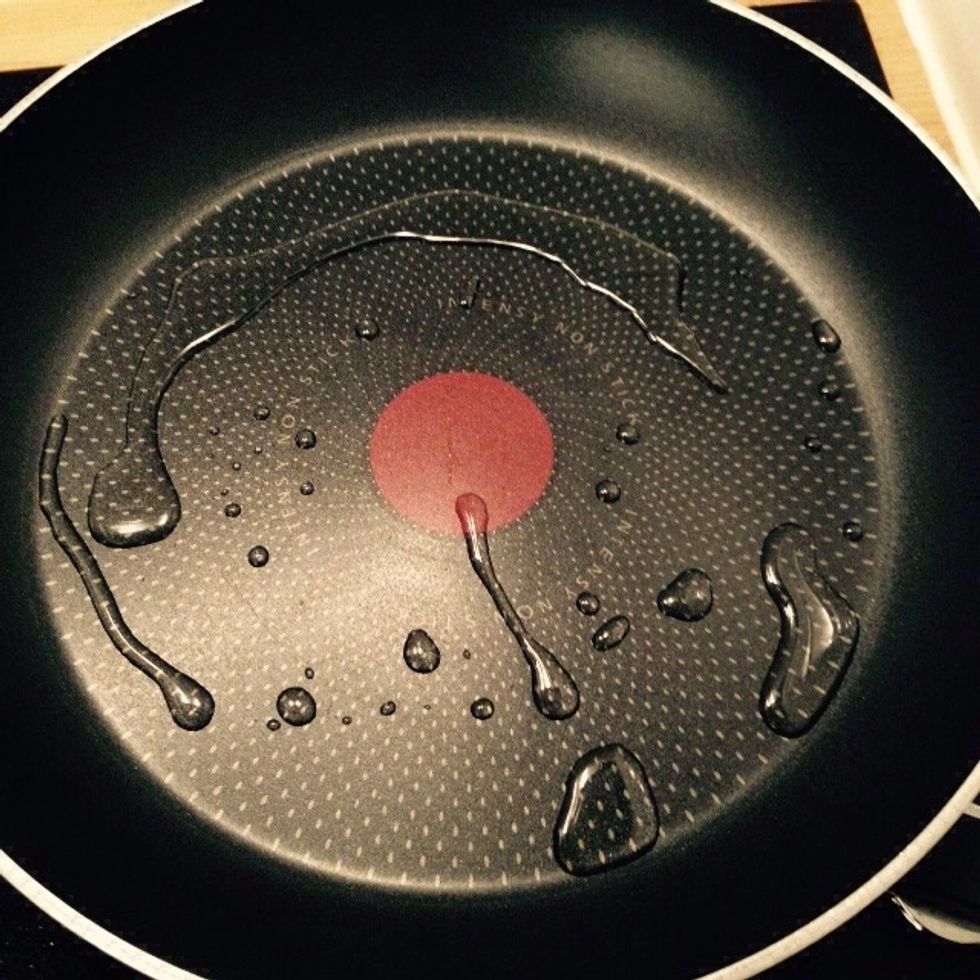 In another pan heat up some sunflower seed oil