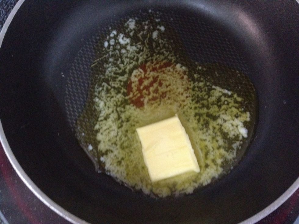 In another pan, melt butter