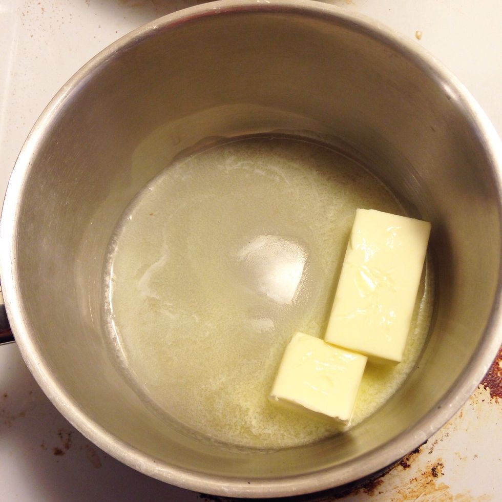 In another saucepan, melt butter over medium heat.