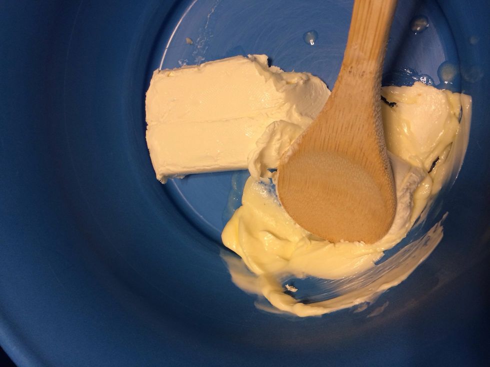 In bowl 2 Mix together butter and cream cheese