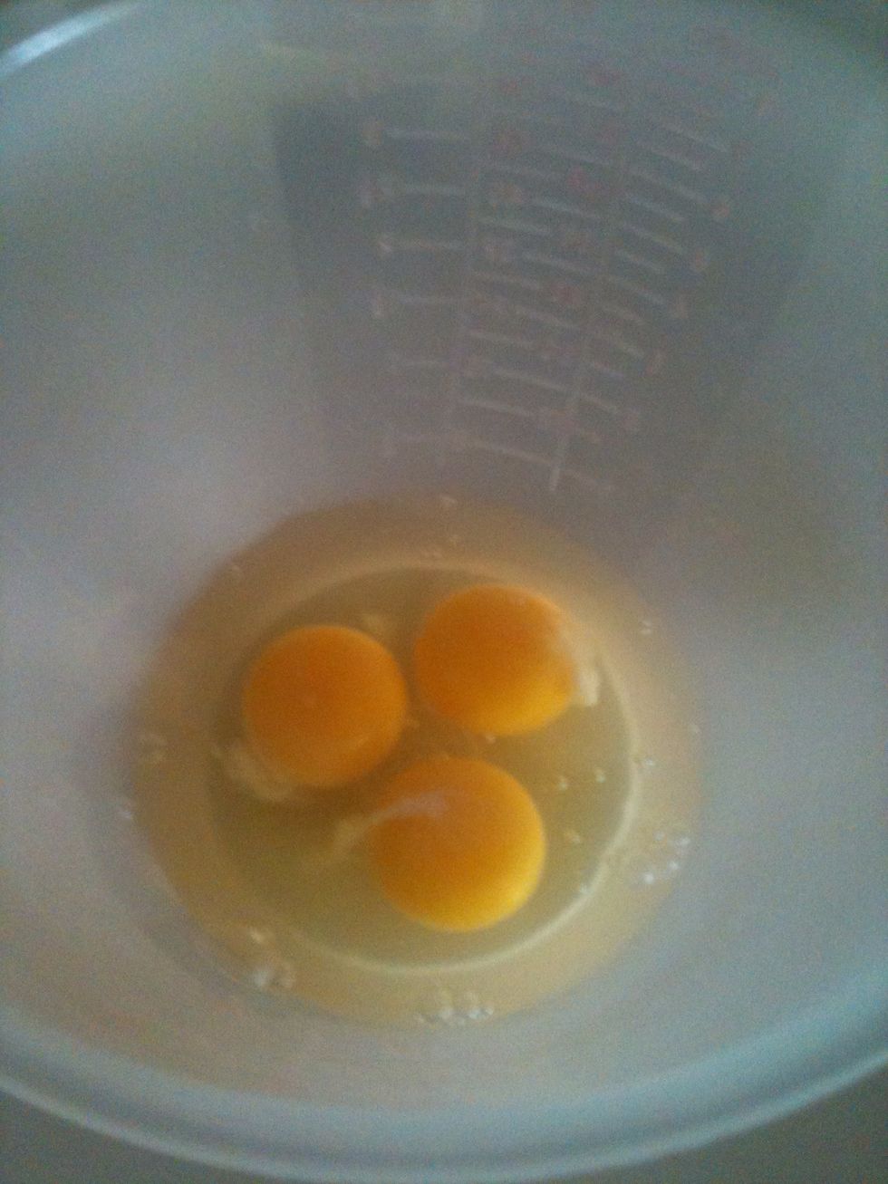 In bowl add 3 eggs