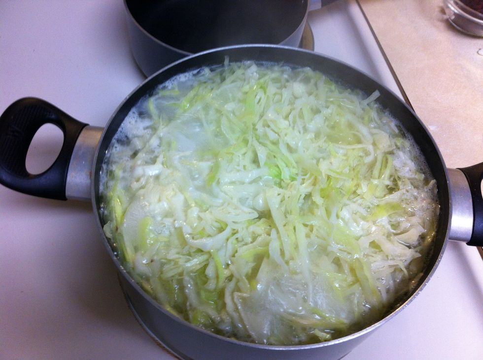 in broth, add the sliced cabbage and cook over medium heat 12 minutes
