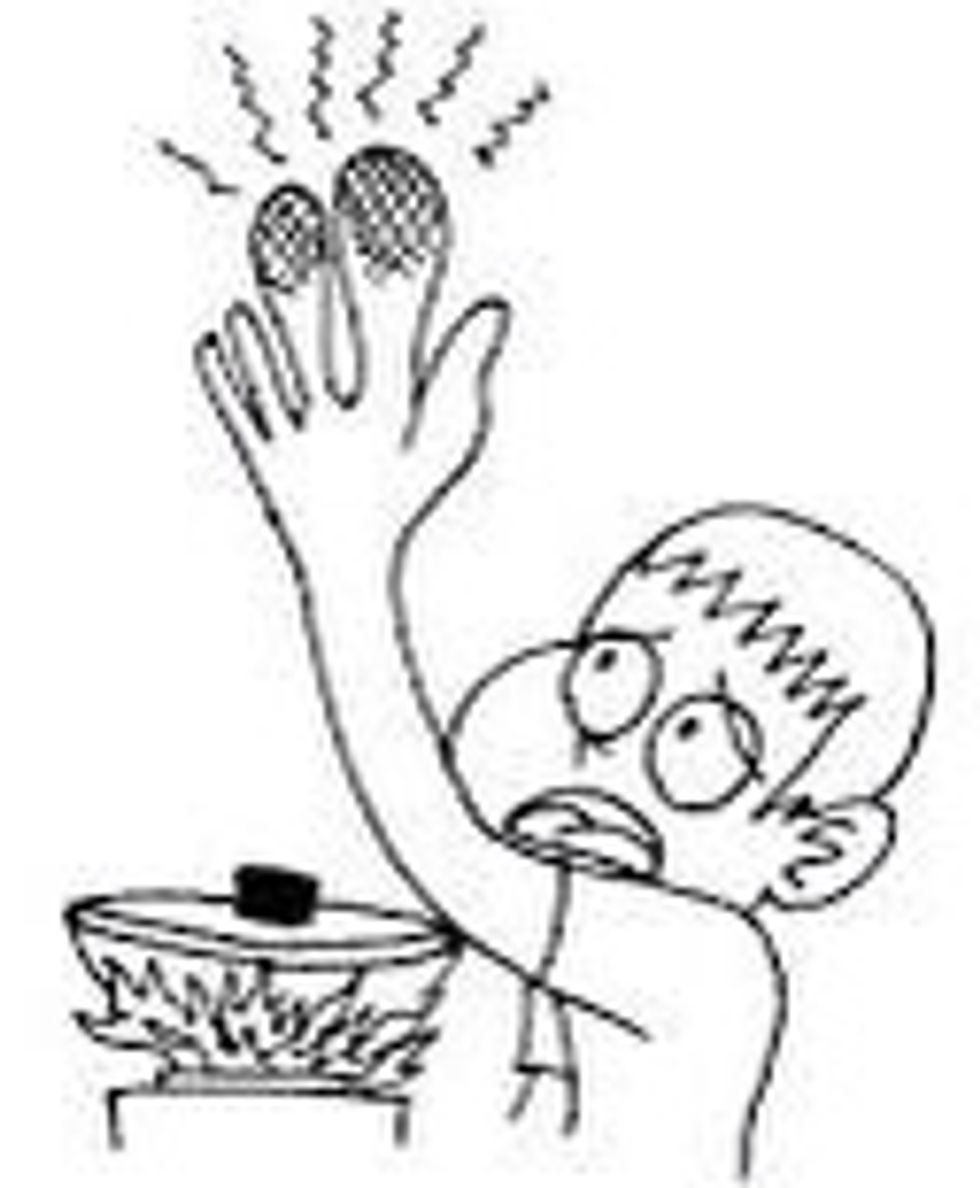 In case you burned yourself, don't put the burned part of skin directly under water. Use flour! Always keep a bag of flour in your refrigerator. Cold flour can relieve the pain and prevent burn marks.