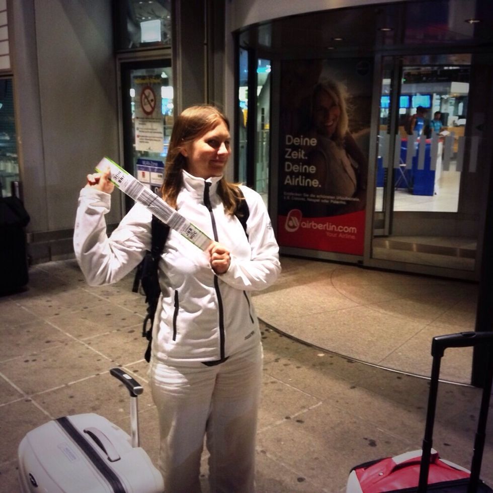 In case you're not traveling alone, the other person can pick up your luggage while you go to the airline counter. But make the airline counter your top priority!