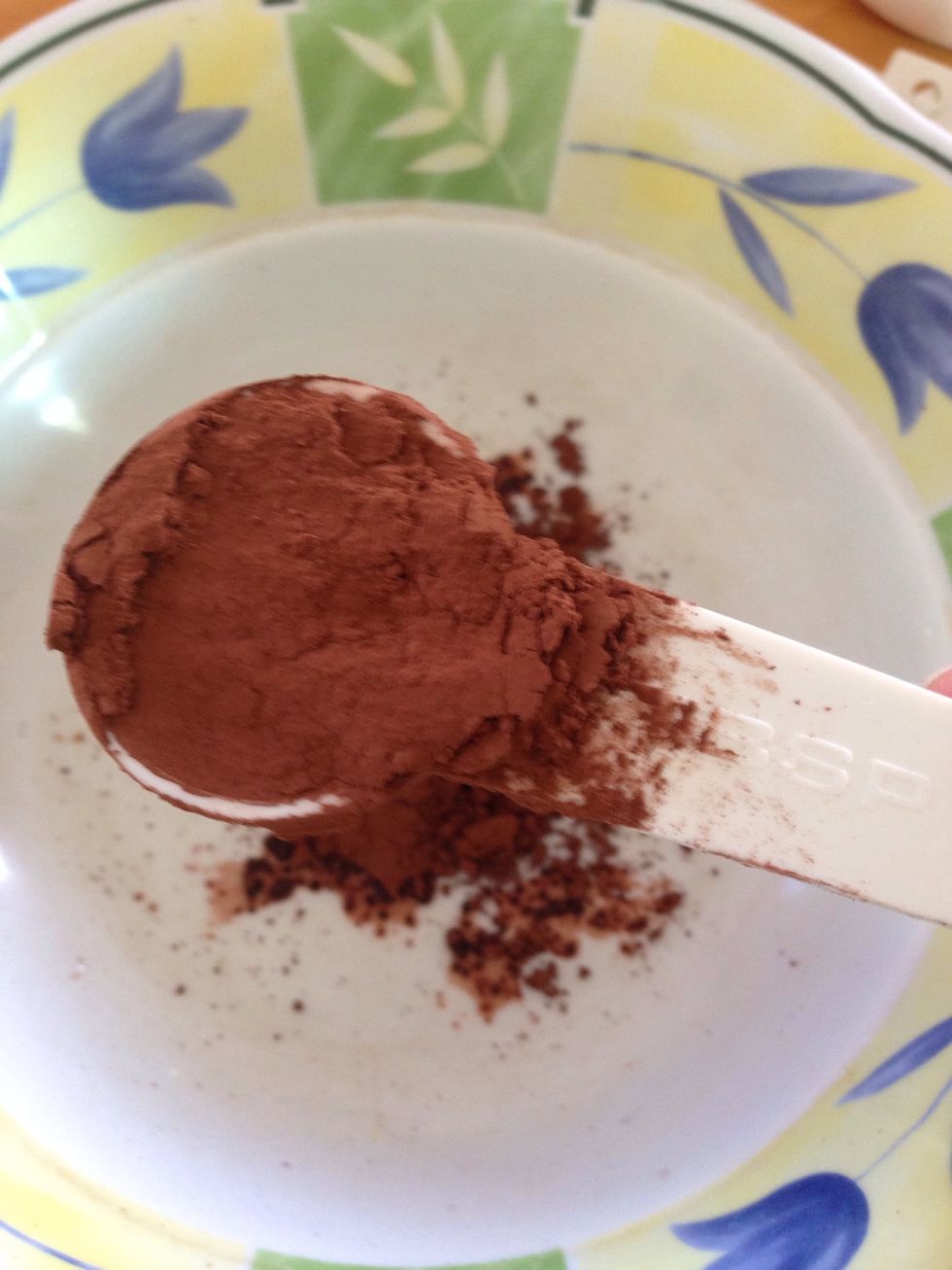 In different bowl. Add 2 and 1/2 tablespoons of cocoa powder