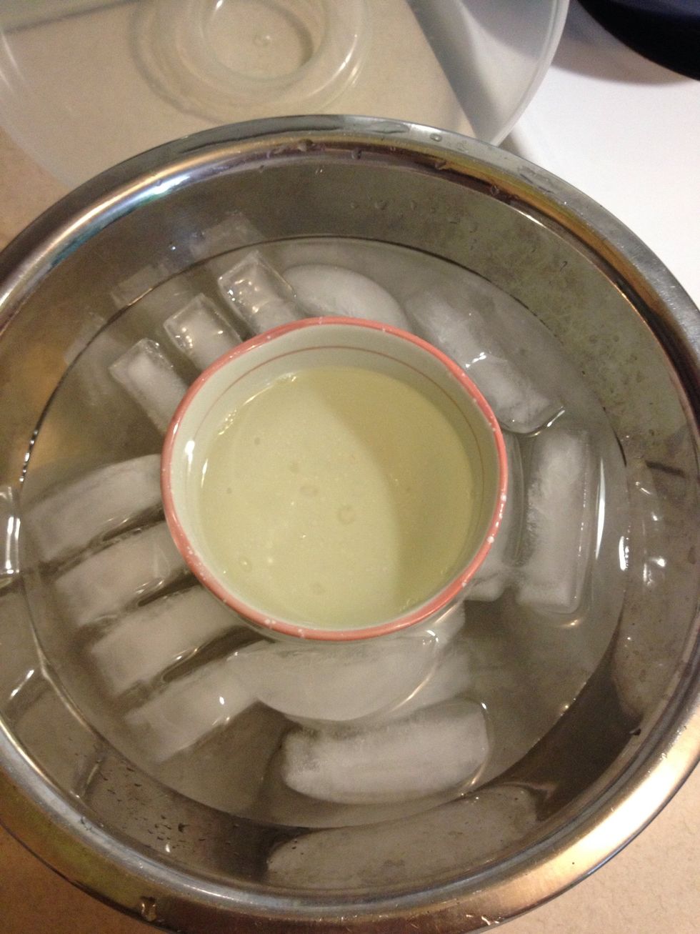 In fact, you rather have the liquid cool. I cooled mine within a pan of ice for a few minutes. Not necessary if you didn't really heat it up too much.